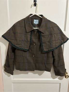 Miss Patina Cape Capelet Plaid Jacket